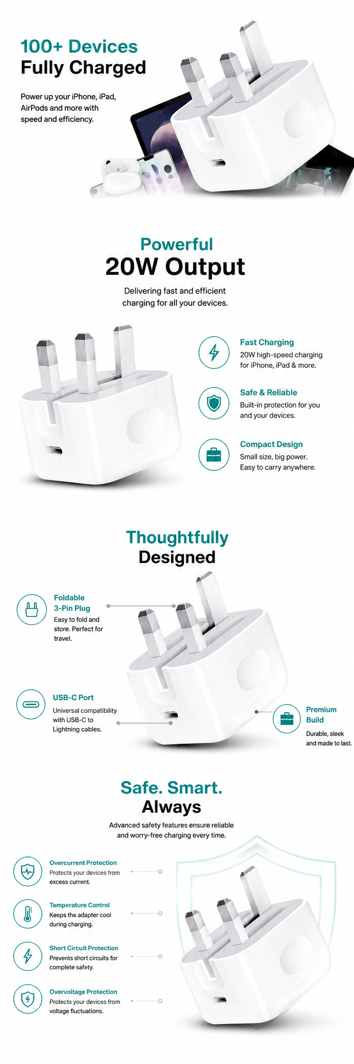 20W USB-C Fast Charger Adapter | High Speed Charging | Premium Quality